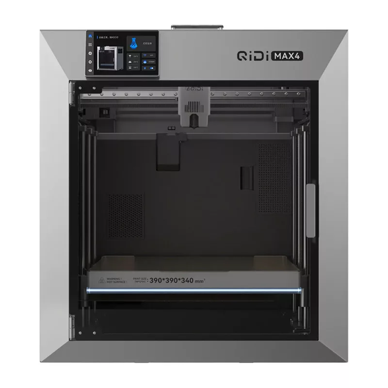 QIDI Max 4 3D spausdintuvas – didelio formato FDM spausdintuvas su 300 mm³ darbo erdve, CoreXY, Klipper programine įranga, tiesiogine pavara, automatiniu niveliavimu, uždara kamera, Wi-Fi ir Ethernet