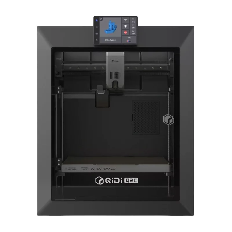 QIDI Q2C 3D spausdintuvas – visiškai uždaras FDM spausdintuvas su 200x200x200 mm darbo sritimi, tiesioginės pavaros ekstruderiu, PEI magnetiniu darbiniu stalu, Wi-Fi ir liečiamuoju ekranu