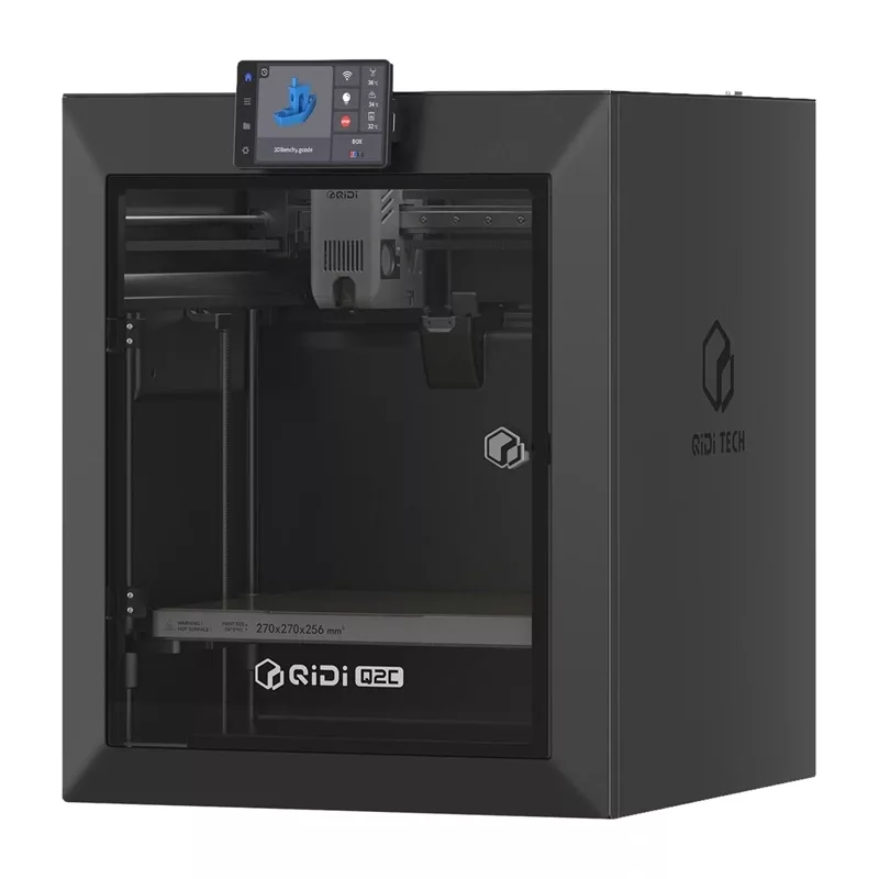QIDI Q2C 3D spausdintuvas – visiškai uždaras FDM spausdintuvas su 200x200x200 mm darbo sritimi, tiesioginės pavaros ekstruderiu, PEI magnetiniu darbiniu stalu, Wi-Fi ir liečiamuoju ekranu