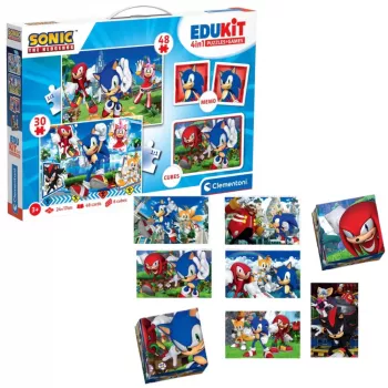 Clementoni Edukacinis rinkinys Dėlionė, Memo ir Kaladėlės Sonic 28389