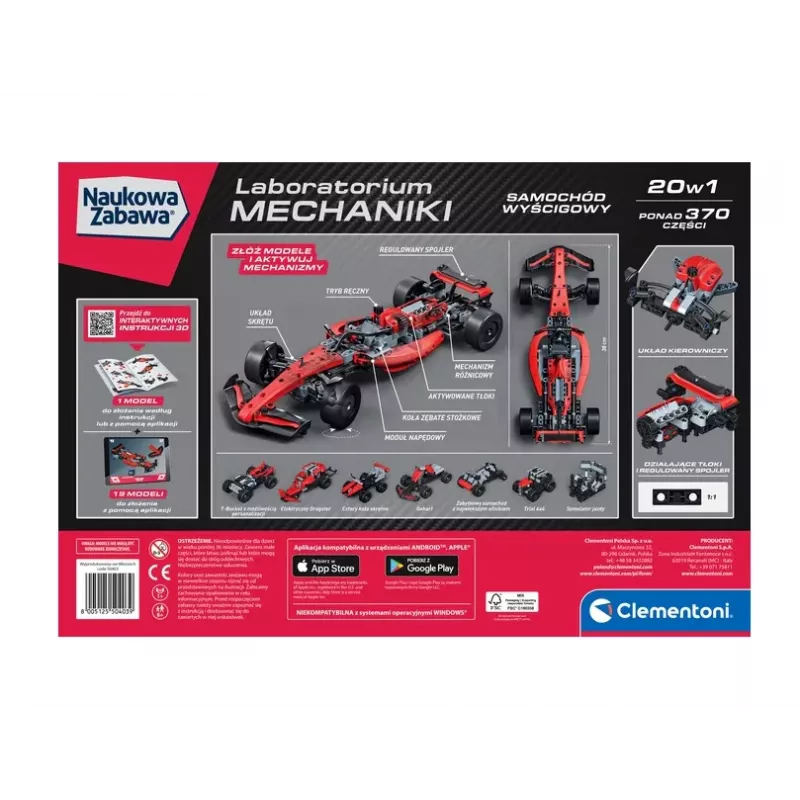 Science & Play – Mechanikos laboratorija Lenktyninis automobilis lenkiška versija Clementoni 50403