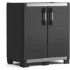 KETER GARAGE CABINET XL IT - Sunkiasvorė Dervinė Spinta su 4 Reguliuojamomis Lentynomis, Užrakinamomis Dvigubomis Durimis, Pilka/Juoda