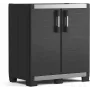 KETER GARAGE CABINET XL IT - Sunkiasvorė Dervinė Spinta su 4 Reguliuojamomis Lentynomis, Užrakinamomis Dvigubomis Durimis, Pilka/Juoda