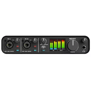 MOTU M4 USB-C garso sąsaja – 4x4, 24 bitų / 192 kHz, 2 mikrofoniniai stiprintuvai, MIDI I/O
