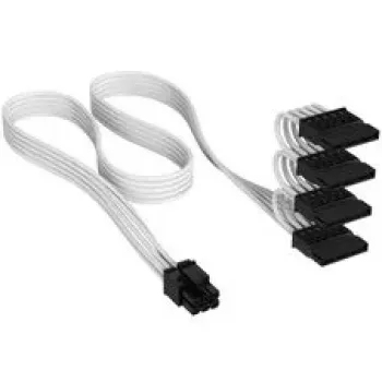 Corsair Type 4 SATA Power Cable, Premium Individually Sleeved, White, 405mm/520mm/635mm/750mm