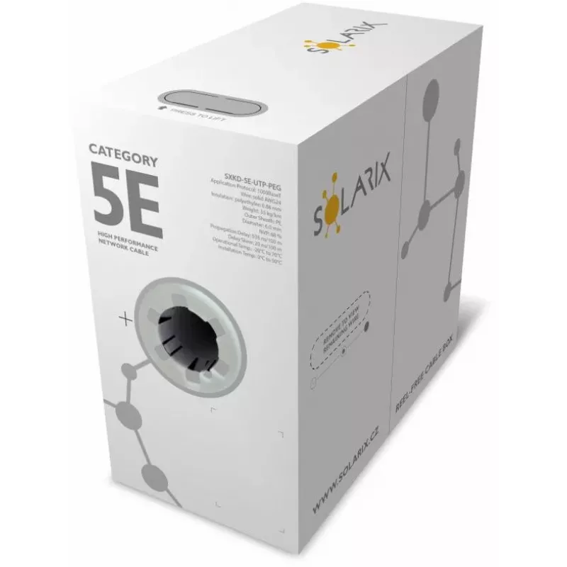 Solarix PE CAT5e UTP montavimo kabelis, vientisa viela, 305 m (SXKD-5E-UTP-PEG)