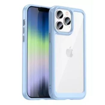iLike Apple iPhone 14 Pro Max Hard Case su geliniu rėmeliu permatoma mėlyna