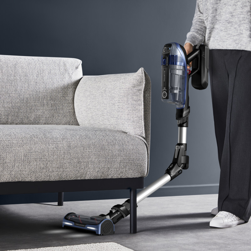 Rowenta X-Force Flex 14.60 Auto Docking belaidis stiebinis dulkių siurblys RH99C3 - mėlynas/aliumininis, 32,4V, 70 min veikimo, Aqua galvutė, LED apšvietimas