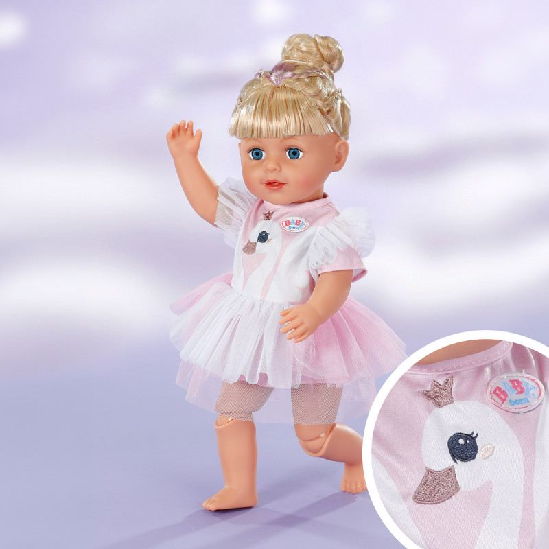 ZAPF CREATION BABY born gulbės suknelė 43 cm lėlei - komplektas