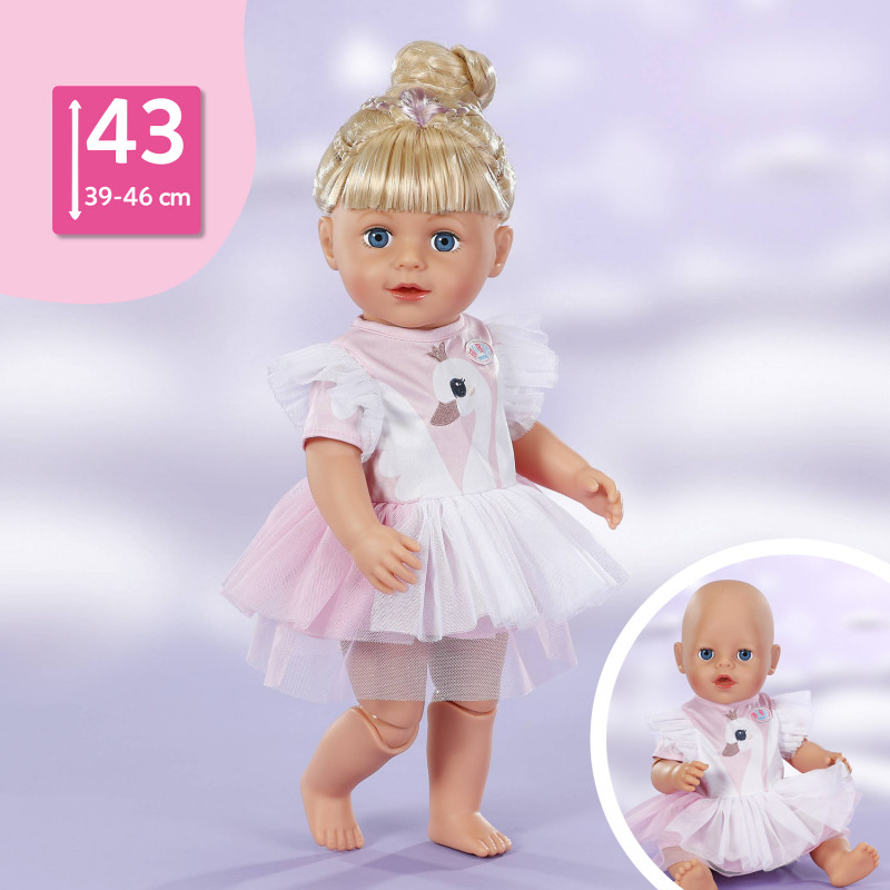 ZAPF CREATION BABY born gulbės suknelė 43 cm lėlei - komplektas
