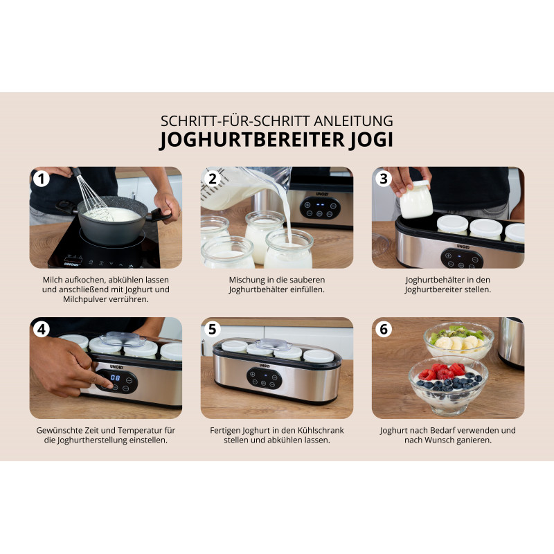 Unold 38726 Jogi jogurto gaminimo aparatas su 4 x 180 ml stikliniais indeliais