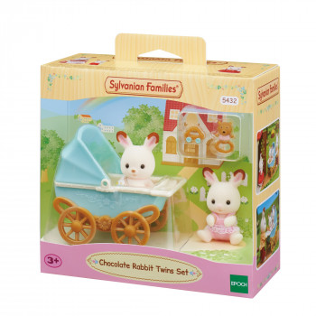 EPOCH Sylvanian Families Šokoladiniai Triušiukai Dvyniai su Vežimėliu