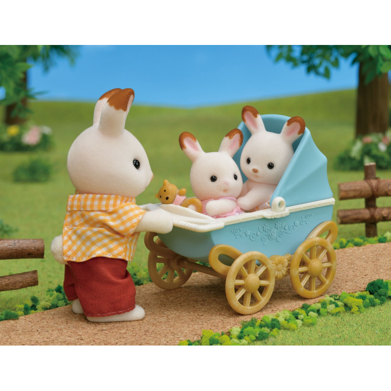 EPOCH Sylvanian Families Šokoladiniai Triušiukai Dvyniai su Vežimėliu