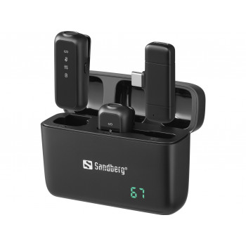 SANDBERG Streamer USB-C belaidžiai mikrofonai x2 - dviejų mikrofonų rinkinys - 20 Hz - 20 kHz