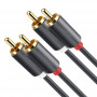 UGREEN AV104 2x RCA vyriškas į 2x RCA vyrišką garso kabelis 2 m juodas