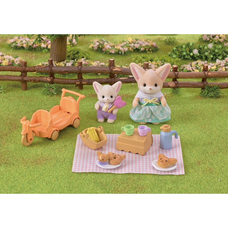 EPOCH Sylvanian Families Sunny Picnic rinkinys - Feneko lapės sesuo ir kūdikis