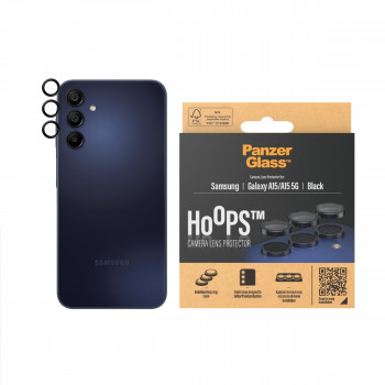 PanzerGlass Hoops fotoaparato objektyvo apsauga, skirta Samsung Galaxy A15 / A15 5G - juoda