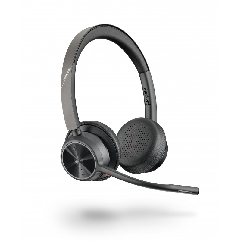 Plantronics Voyager 4320 UC belaidė Bluetooth ausinė su įkrovimo stoveliu, USB-A adapteriu, sertifikuota Microsoft Teams, juoda