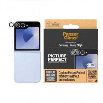 PanzerGlass PicturePerfect fotoaparato objektyvo apsauga, skirta Samsung Galaxy Z Flip6 (F741, F7374) – itin skaidrus grūdintas stiklas, 9H kietumas, atsparus įbrėžimams ir smūgiams, oleofobinė danga, lengvas įrengimas