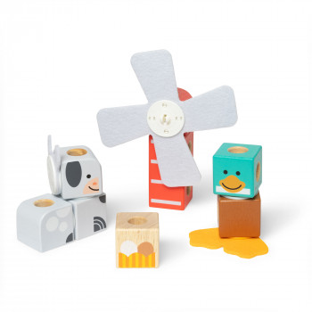 Melissa & Doug Blockables Farm Friends medinių kaladėlių rinkinys (18 vnt.)