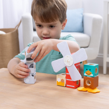 Melissa & Doug Blockables Farm Friends medinių kaladėlių rinkinys (18 vnt.)