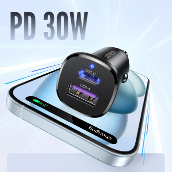 UGREEN EC305 30W USB-C + USB-A sieninis įkroviklis PD 3.0 PPS Quick Charge 3.0 juodas
