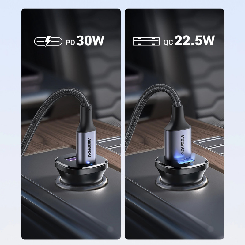 UGREEN EC305 30W USB-C + USB-A sieninis įkroviklis PD 3.0 PPS Quick Charge 3.0 juodas