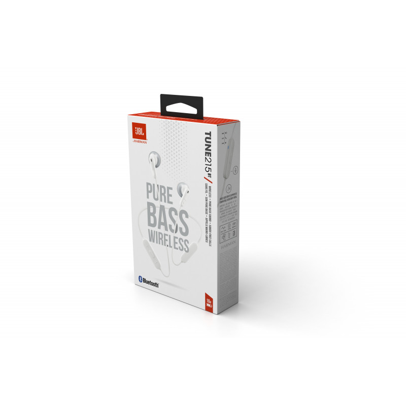 JBL Tune 215BT belaidžiai ausų lankeliai (neckband) - balti