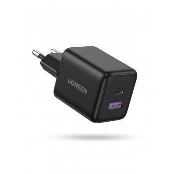 UGREEN X516 GaN 30W USB-C + USB-A sieninis įkroviklis, juodas