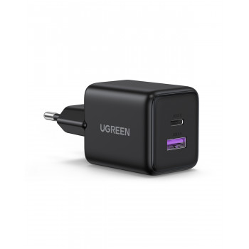UGREEN X516 GaN 30W USB-C + USB-A sieninis įkroviklis, juodas