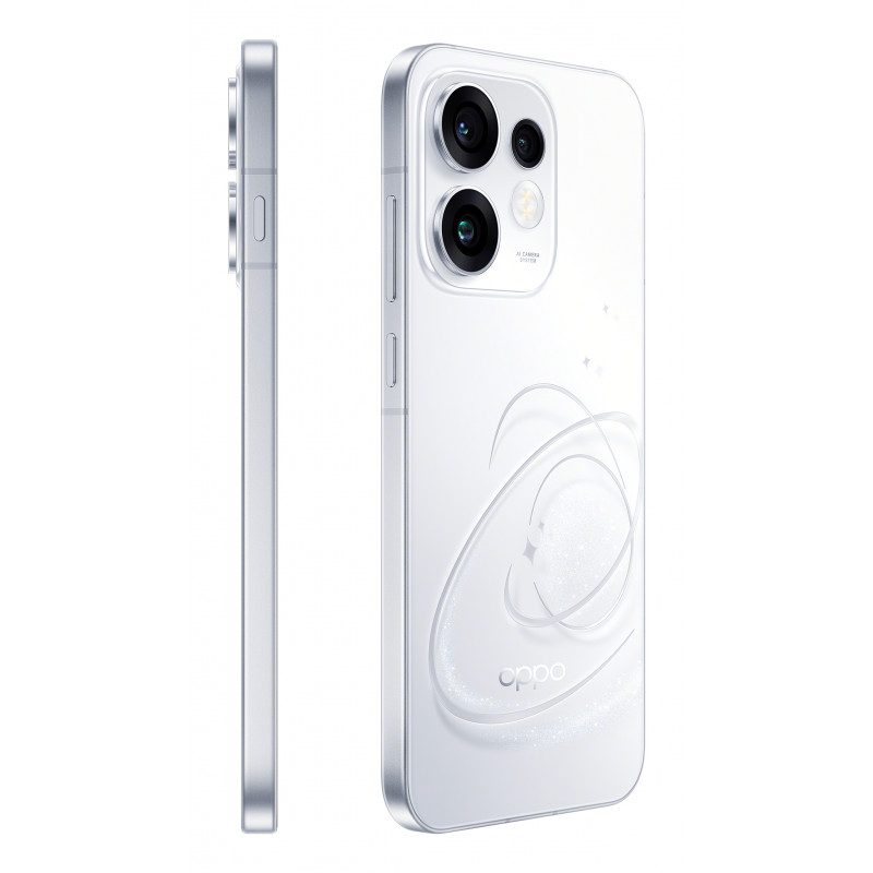 OPPO Reno16 5G 8GB RAM 512GB atmintis 6,7 colio AMOLED 120Hz ekranas, 50MP OIS triguba kamera, 80W greitas įkrovimas, baltas