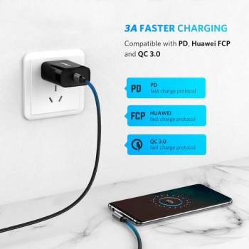 UGREEN USB-C į USB-C kampinis laidas QC 3.0 PD 3A 60W 1m juodas