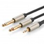UGREEN 3,5 mm TRS į dvigubą 6,35 mm TS garso Y skirstytuvas, 2 m, pilka