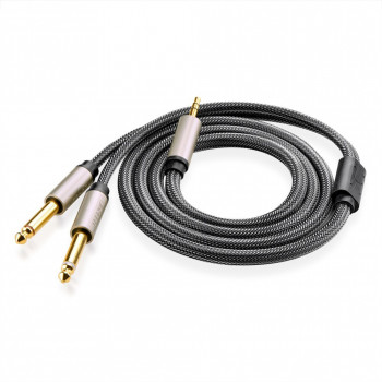 UGREEN 3,5 mm TRS į dvigubą 6,35 mm TS garso Y skirstytuvas, 2 m, pilka