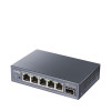 CUDY GS105ES1 5 prievadų Gigabit lengvai valdomas komutatorius su 1 SFP, 4 RJ45, VLAN, QoS, skirtas stalui