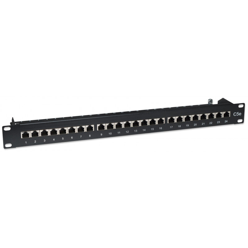 Intellinet 513487 24 prievadų Cat5e STP 1U montuojamas skydelis, juodas
