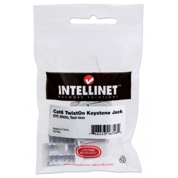 Intellinet 167062 Cat6 UTP Keystone Jack, be įrankio, baltas