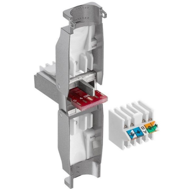 Techly 105889 Įrankiais nereikalaujantis RJ45 Cat6 STP modulinis jungiklis, 1G, ekranuotas, permatomas