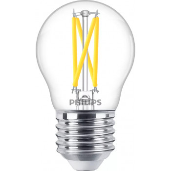 Philips LED Classic WarmGlow P45 skaidri, pritemdoma E27 lemputė, 2.3W, 250lm, 2200-2700K