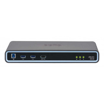 Biamp Devio SCR-20TX juodas konferencinis centras su 4K HDMI, PoE+ ir 2x15W stiprintuvu