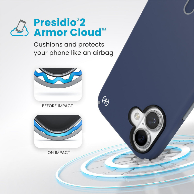 Speck Presidio2 Pro ClickLock & MagSafe dėklas, skirtas iPhone 16 Plus – tamsiai mėlynas