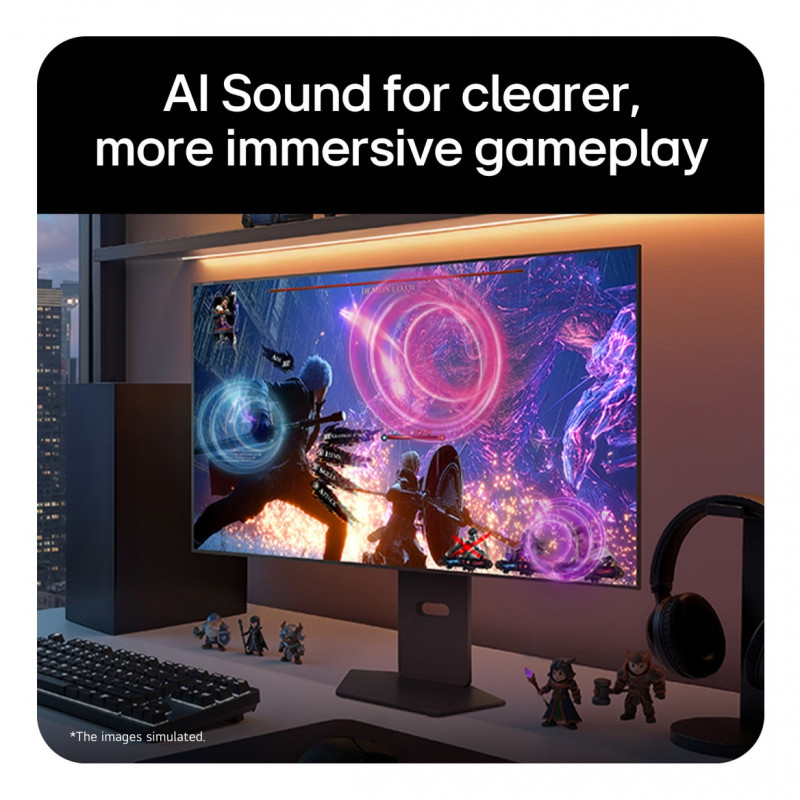 LG UltraGear Evo AI 32GX870B-B 31,5 colio Tandem OLED žaidimų monitorius, 4K 240Hz / FHD 480Hz, HDR500, USB-C 90W