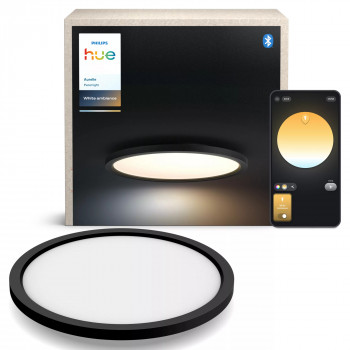 Philips Hue Aurelle Round Panel Light Black - 2200 lm, White Ambiance, Bluetooth ir Zigbee protingas LED lubų šviestuvas