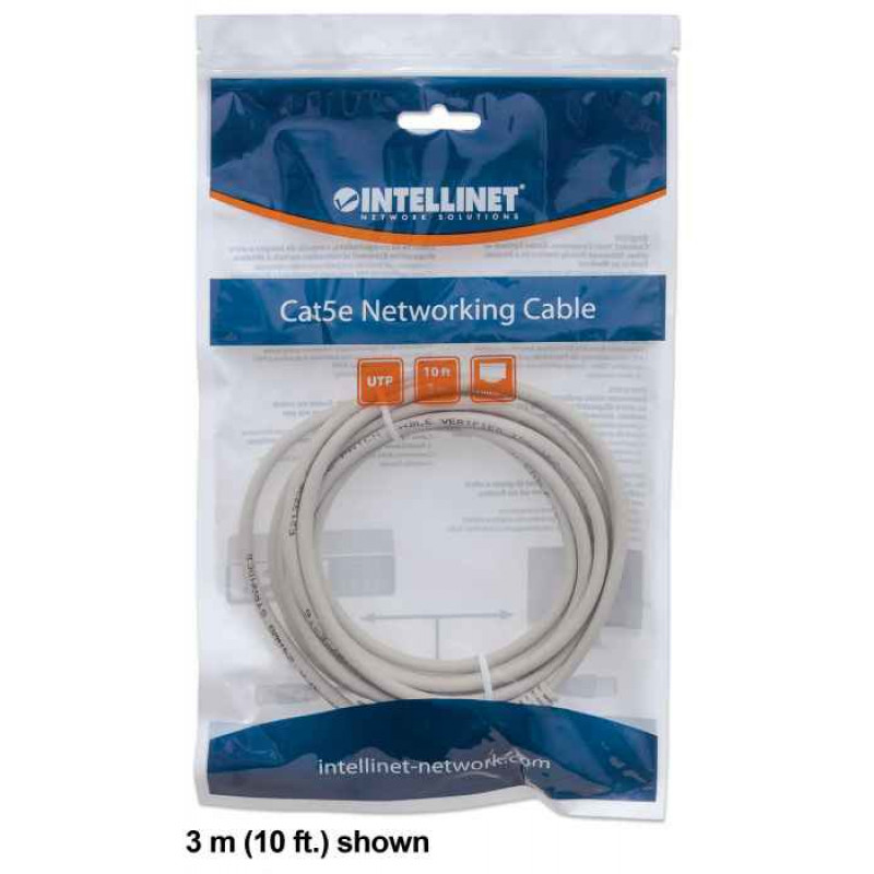Intellinet Cat6 U/UTP Patch Laidas, 1,5 m, pilkas, be užkabinimo, varinis, 1 Gbps