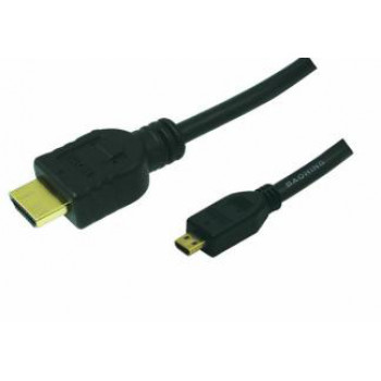 LogiLink High Speed HDMI kabelis su Ethernet, HDMI Type A Male į Micro HDMI Type D Male, 1,5 m, juodas