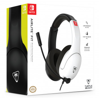 Turtle Beach Airlite Fit Headset NS juodas ir baltas - laidinis ausines per galvą žaidimams su flip-to-mute mikrofonu