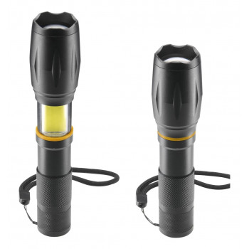 Hama W200 2-in-1 LED žibintuvėlis, 200 lm, Zoom Focus, 3 režimai, juodas