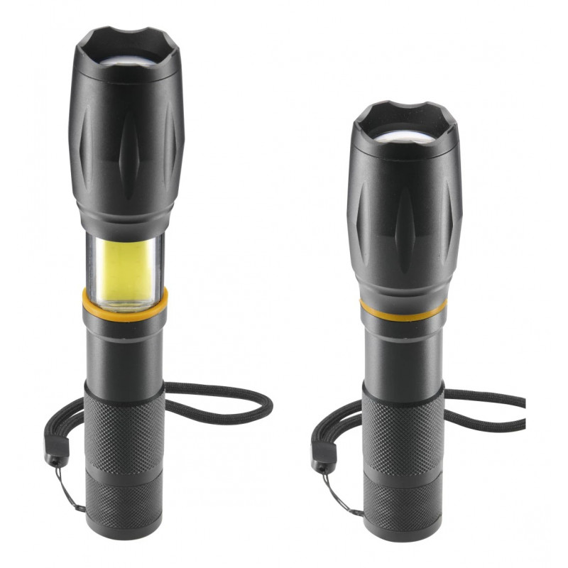 Hama W200 2-in-1 LED žibintuvėlis, 200 lm, Zoom Focus, 3 režimai, juodas