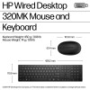 HP Desktop 320MK laidinė klaviatūros ir pelės rinkinys, rusiška klaviatūra, juodas 9SR36AA#ACB