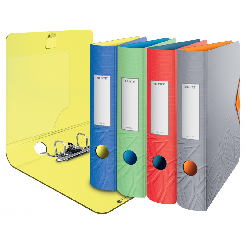 LEITZ Active Urban Chic segtuvas su svirtimi 65 mm Stratos pilkas A4 Polyfoam apvaliu nugarėlė Duo-Optik su piršto anga (1117-00-32)